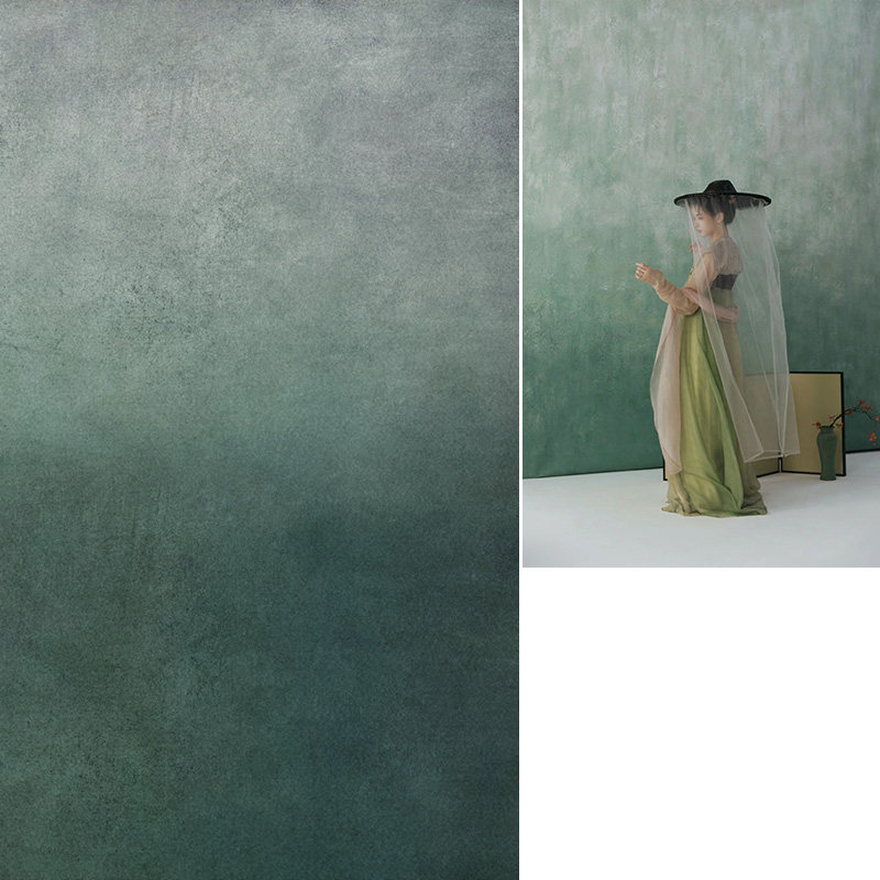 古汉服绿色纹理背景影楼婚纱摄影肌理人物肖像背景墙小众个性创意高级感油画布背景布背景纸商拍杂志MH-1545