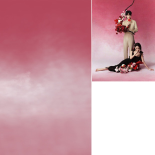 渐变红色模特油画纹理肌理新款2024年新款粉红色背景布商业影棚室内杂志拍照个人写真影楼产品拍摄影MH-1162