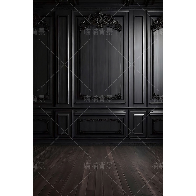 黑色浮雕影楼婚纱摄影拍照背景布复古直播间背景墙影室内影棚墙面拍照3d石膏墙艺术照氛围感高级感MH-3113