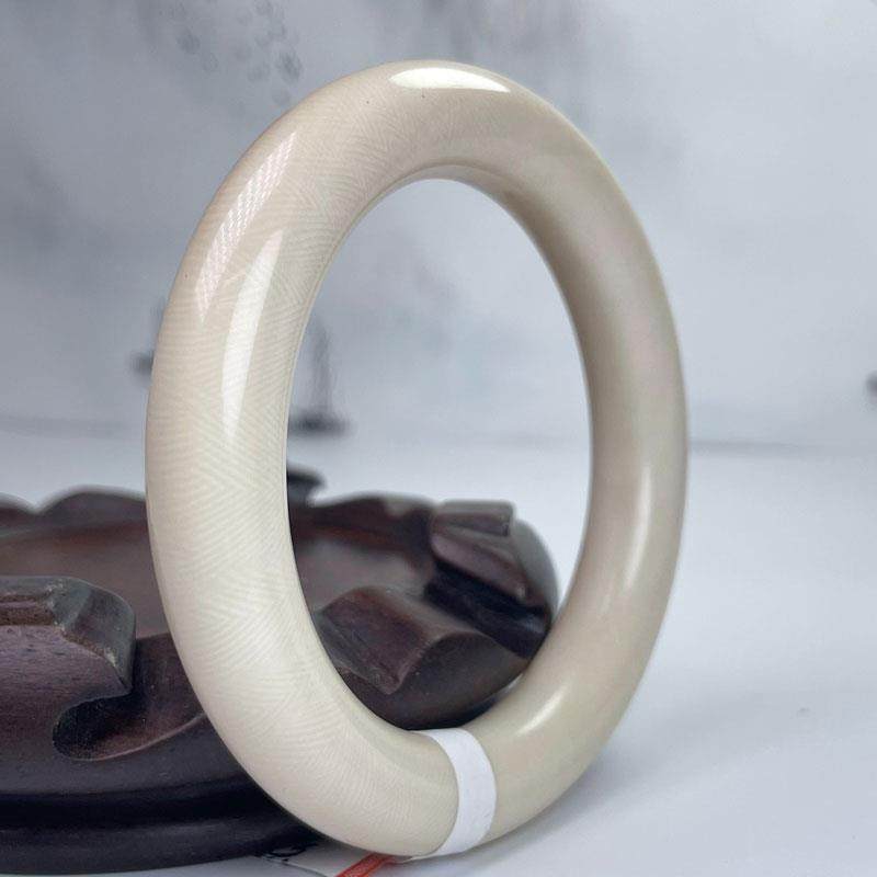 天然猛犸象牙手镯女1.0圆条镯子大圈口粗圆条手环时尚情侣礼物
