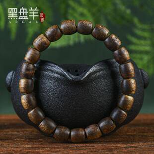 国香海南莺歌绿奇楠沉香手串9mm单圈鼓珠老形珠文玩木手链