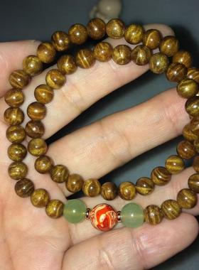 保真金丝楠木手串水波龙胆纹8mm双圈手链男女款老料佛珠念珠礼物