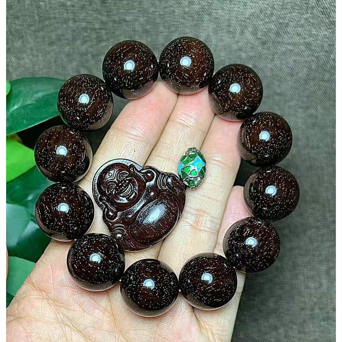 印度小叶紫檀手串男2.0爆满金星高油高密手链佛珠高档礼盒包装