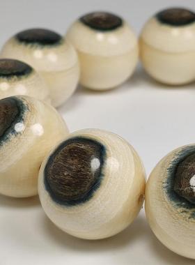 猛犸牙蓝眼手串咖色阴阳多圈男士手链佛珠潮流冰料牙珠手链高级感