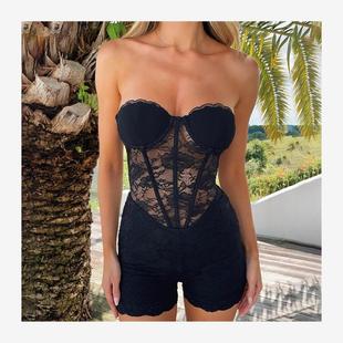 連體衣褲 jumpsuit bodycon shorts 女 rompers 歐美修身 women 短褲