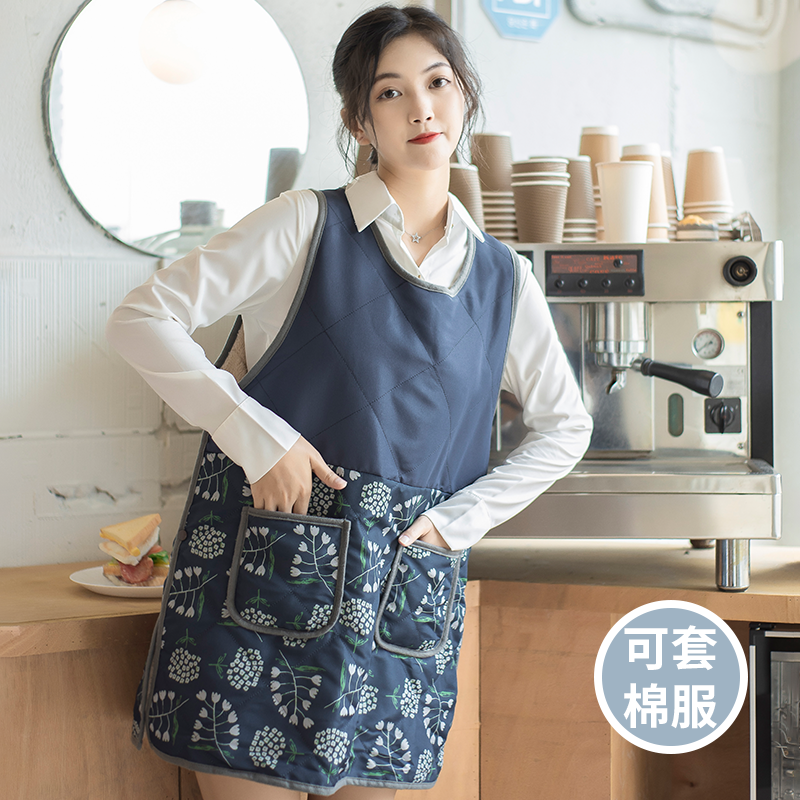 冬季日式加绒加厚短款防水围裙