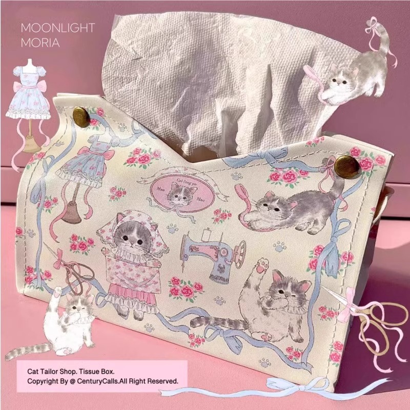 可爱猫咪纸巾盒桌面抽纸盒轻奢礼物ins高级可爱个性桌面家用