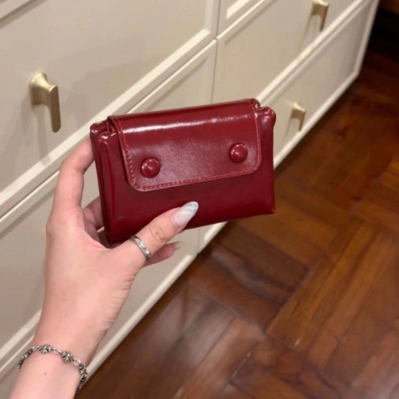 复古高级真皮质感零钱包新款卡包多功能小巧红色短款拉链钱包女士,箱包皮具/热销女包/男包,钱包,淘宝优惠券,粉丝福利购,淘宝优惠卷