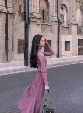 茶系穿搭一整套夏季搭配套装紫色两件套温柔风艺术感小众赫本风