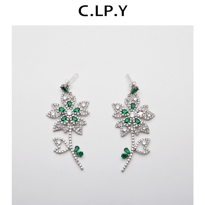 C.LP.Y原创设计绿钻花朵耳环