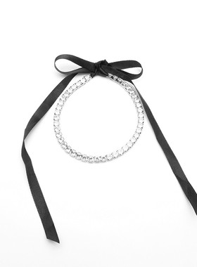 [3折]C.LP.Y黑色蝴蝶结大小钻链项链时尚百搭小众设计感choker