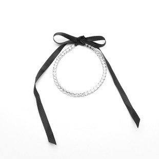 百搭小众设计感choker C.LP.Y黑色蝴蝶结大小钻链项链时尚 3折