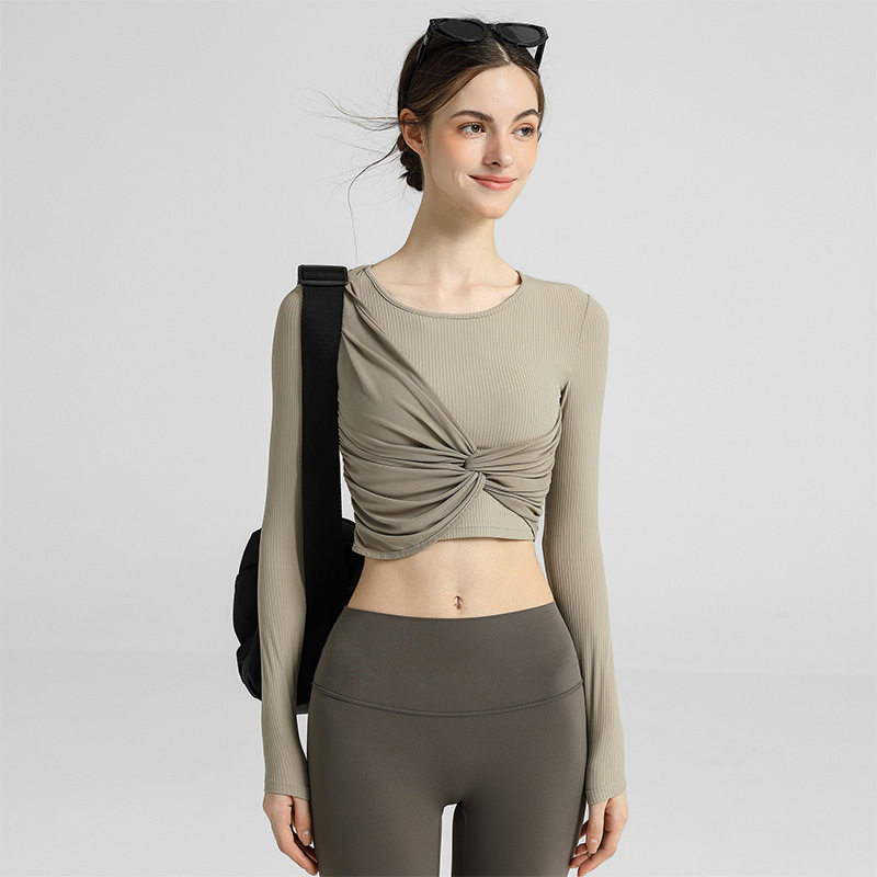 秋季瑜伽服女长袖裸感训练服运动训练带胸垫上衣显瘦普拉提健身服,运动/瑜伽/健身/球迷用品,瑜伽t恤,淘宝优惠券,粉丝福利购,淘宝优惠卷