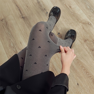 灰色波点微透肉丝袜春秋季款防勾丝穿搭miu袜子女圆点打底连体裤