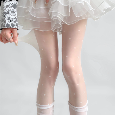 纯欲爱心白丝袜女加长高个子连裤