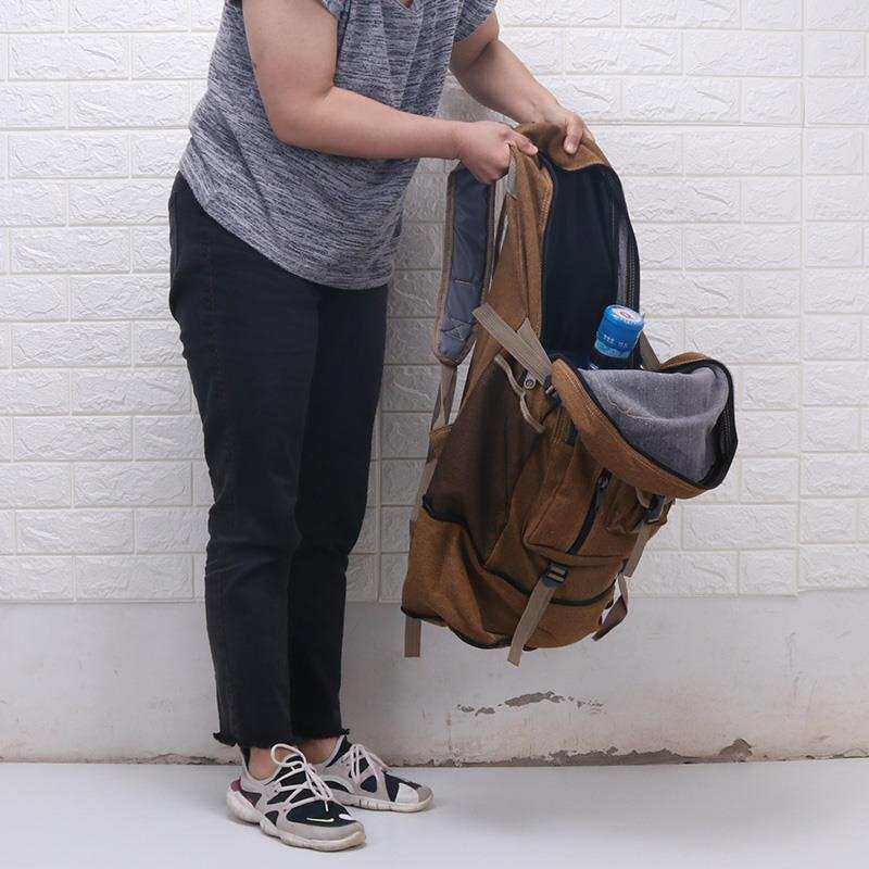 80升民工行李包男超大容量户外登山包加厚帆布双肩包打工回家背包