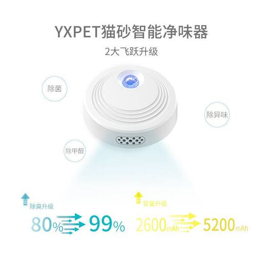 宠物猫砂盆除味器红外感应空气净化智能猫咪除臭器充电室内净味器