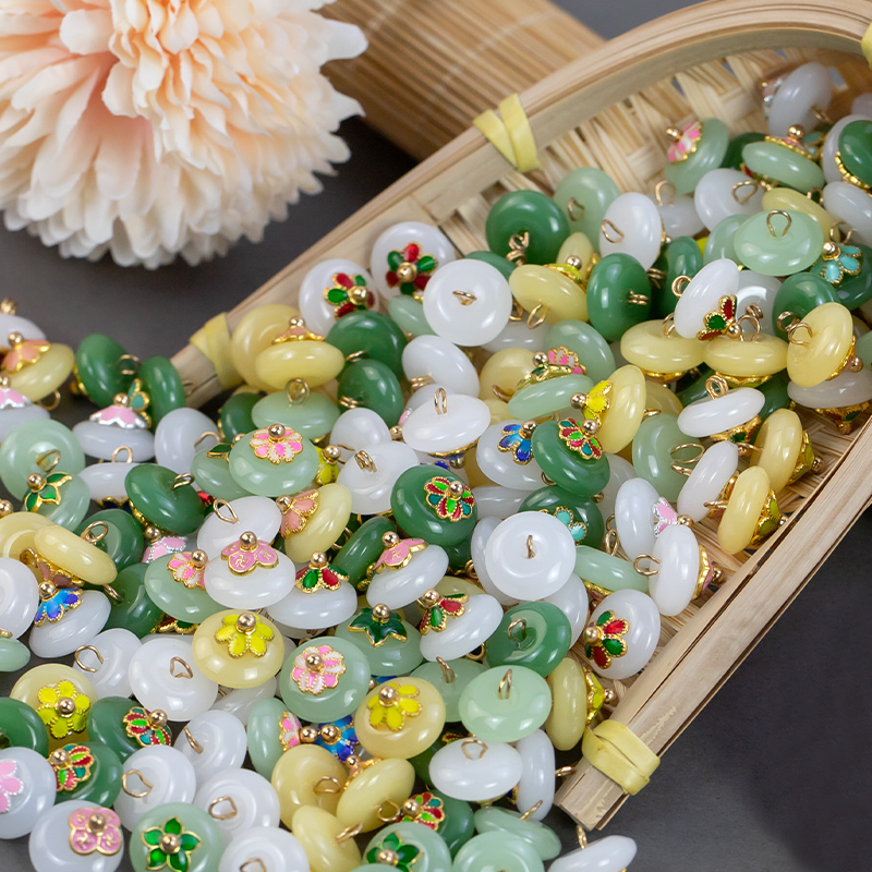 汉服盘扣扣子琉璃平安花顶扣辅料