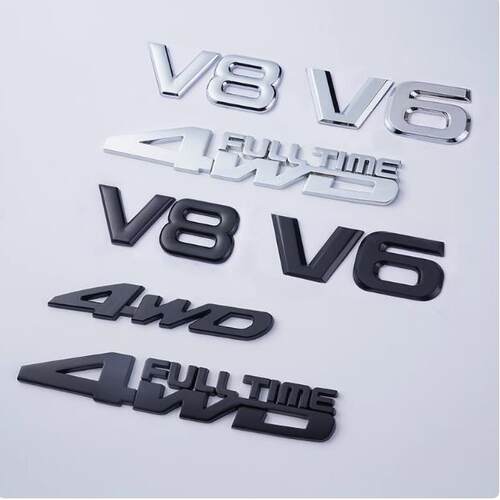 汽车改装4WD车贴纸全时四驱大排量AWD越野V6侧标V8 4*4金属车尾标