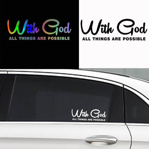 跨境外贸汽车贴With God All Things Are Possible英文字母车身贴
