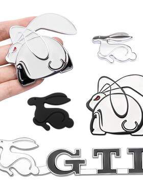 适用于大众VW GTI 高尔夫6 7代 恶兔改装车贴 3D立体兔子金属车标