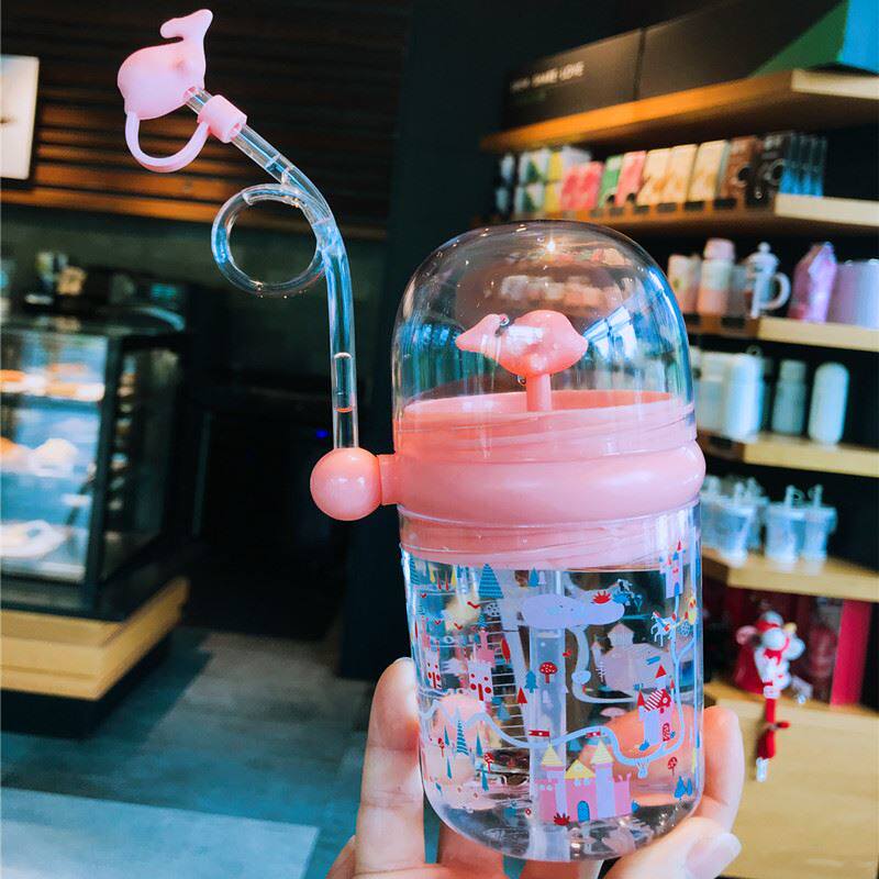 鲸鱼喷水杯子女生喷泉网红宝宝吸管式可爱的会吸水喷泉水杯肺活量
