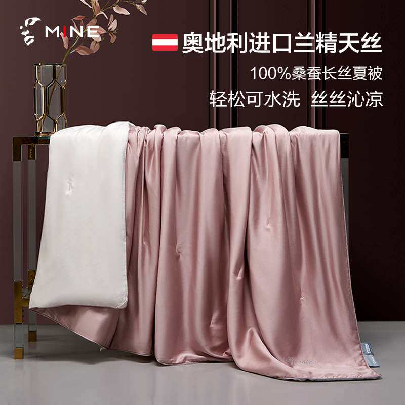 mine/寐天丝拼色100%桑蚕丝被夏凉被春秋被芯空调被夏季可机洗 迹