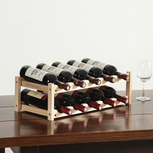 创意红酒架摆件家用实木质餐厅酒柜现代简约葡萄酒架置物展示架子