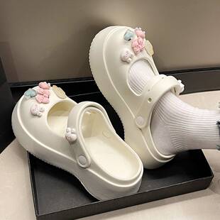 女式洞洞凉鞋包头女士夏天医护专用两用沙滩鞋厚底外穿凉拖鞋时尚