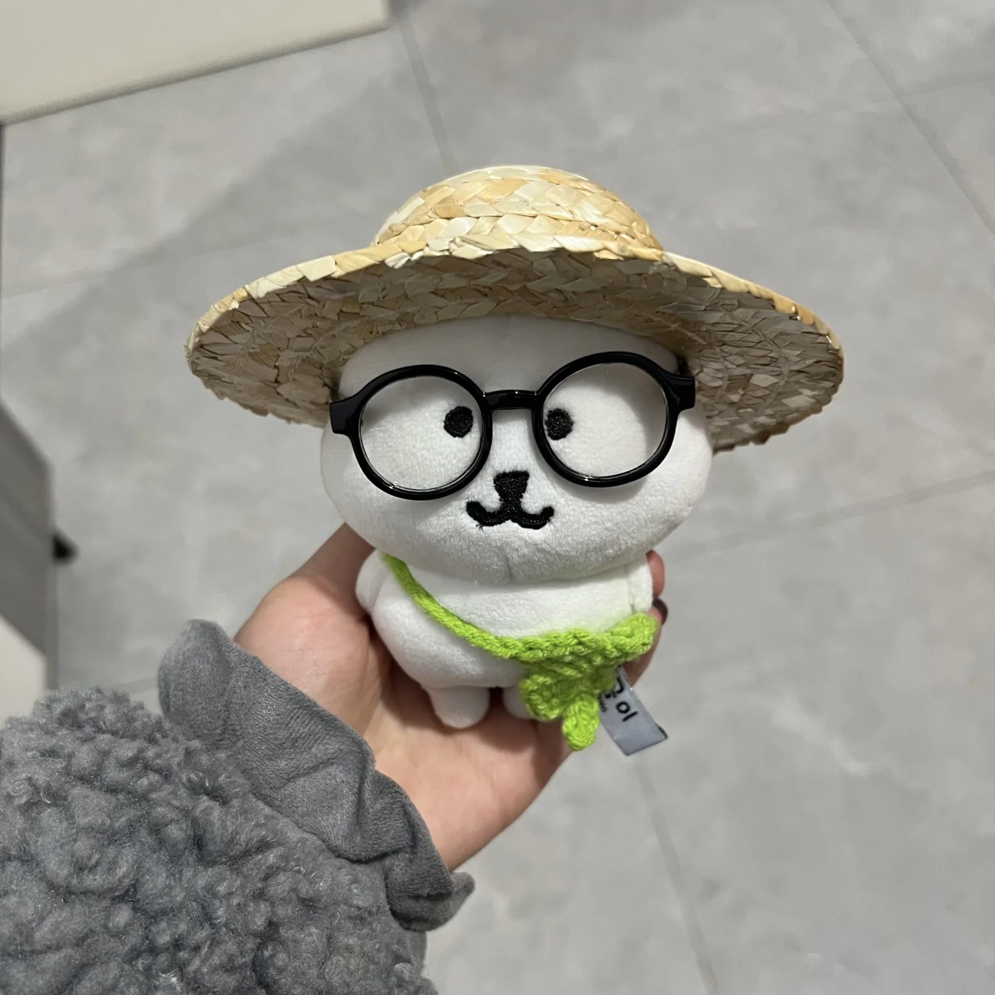 13cm娃衣自嘲熊草帽眼镜玩偶公仔