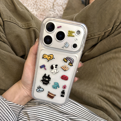 ins风手机贴纸适用于苹果17pro镜头膜贴画透明浮雕手机壳平板装饰