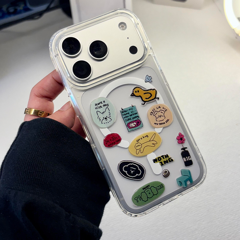 ins风手机贴纸适用于苹果17pro镜头膜贴画透明浮雕手机壳平板装饰