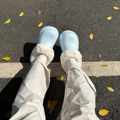 毛毛拖鞋 加绒棉拖鞋 冬外穿女保暖厚底防水包头拖防滑防寒加厚棉鞋