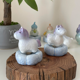 景德镇转转小马陶瓷结晶釉摆件装饰品马年吉祥物办公室桌面小摆台