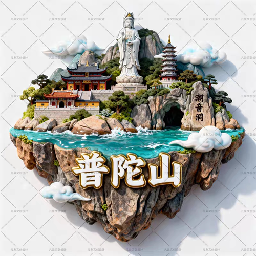 浙江普陀山金属冰箱贴文创纪念品