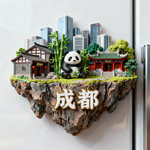 成都冰箱贴金属浮雕大熊猫纪念品