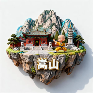 中国景点河南嵩山少林寺冰箱贴金属浮雕工艺文创礼物旅游景点纪念