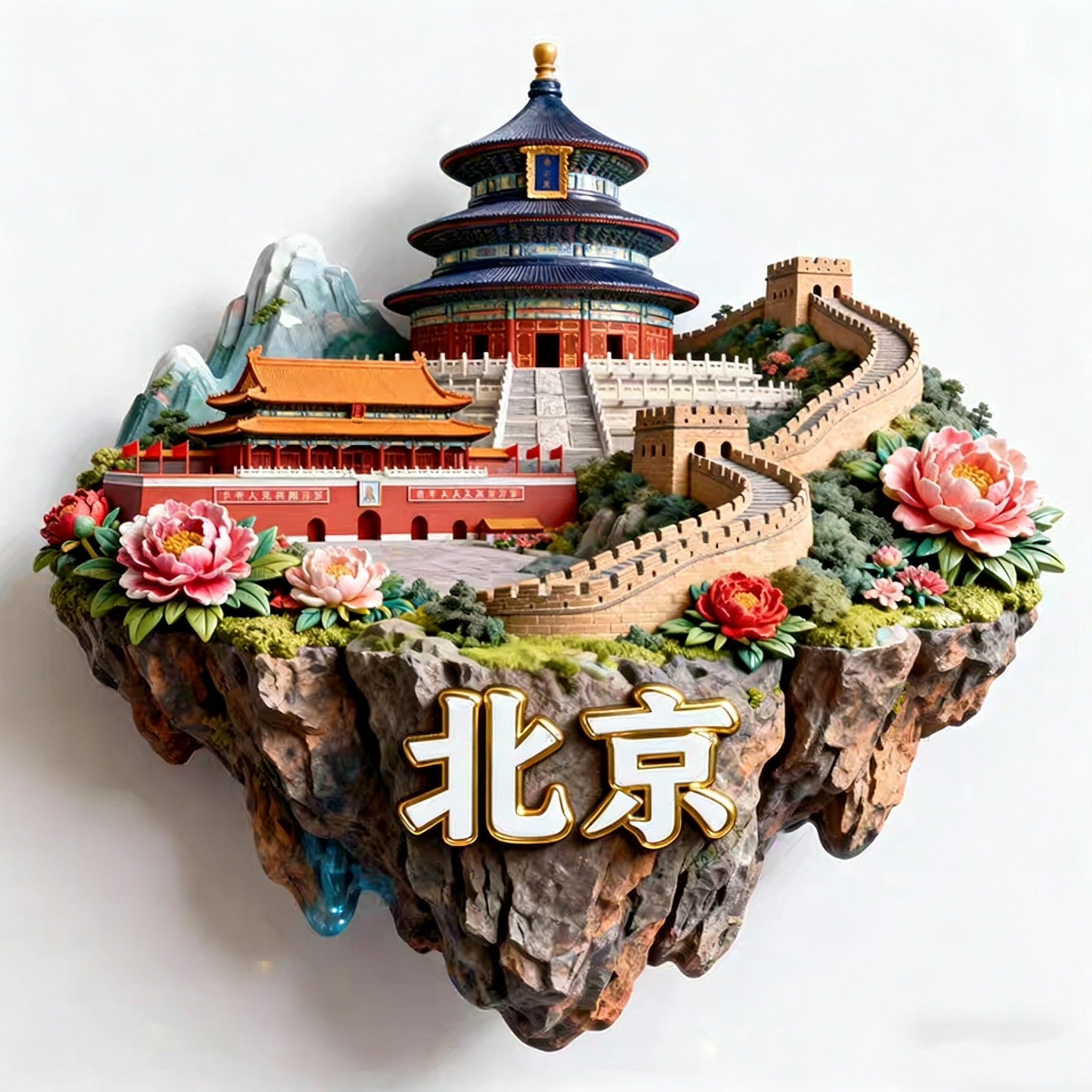 北京金属冰箱贴中国城市浮雕文创旅游纪念品景点立体礼物创意装饰