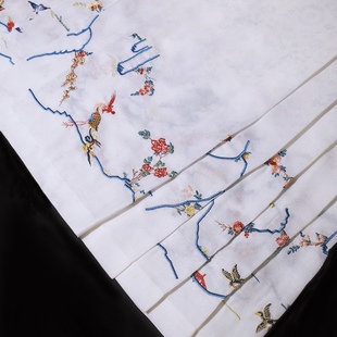 思华锦原创明制汉服重工刺绣可定制 仿孔府旧藏花鸟绣花马面裙