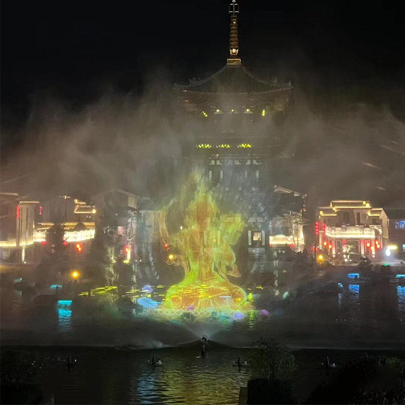 大型景区水舞灯光全息水幕投影互动不锈钢三层音乐喷泉水秀表演