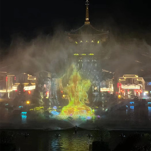 大型景区水舞灯光全息水幕投影互动不锈钢三层音乐喷泉水秀表演