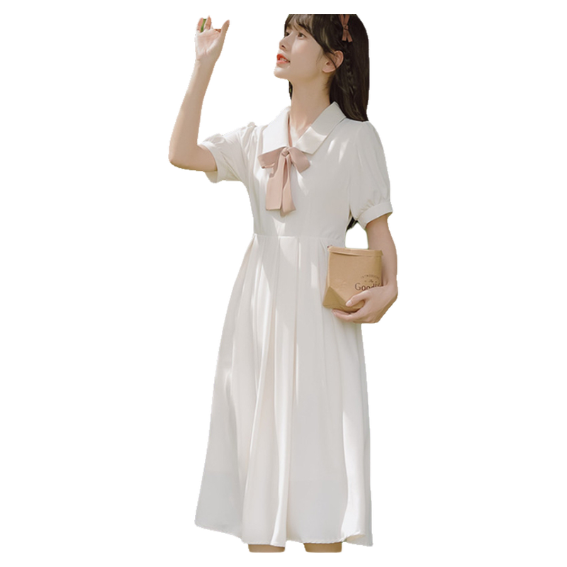 夏季森女系超仙的仙女裙蝴蝶结气质女装新款减龄中长款裙子
