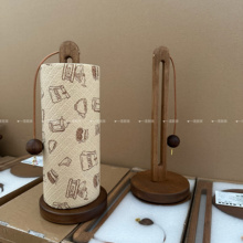 实木厨房纸巾架立式免打孔木质吸油卷纸收纳架懒人抹布置物架可爱