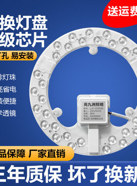 36W灯盘吸顶灯led灯芯卧室房间圆形三色变光磁吸替换家用节能圆盘