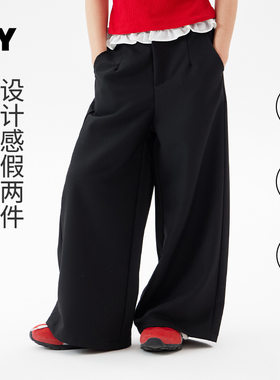 儿童休闲西装裤2026秋季新款女童韩版洋气长裤中大童秋装花边裤子
