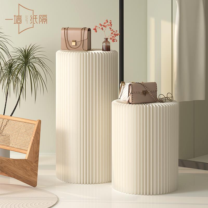 纸圆柱展示台产品中岛地台流水台模特展台底座化妆品橱窗陈列摆台