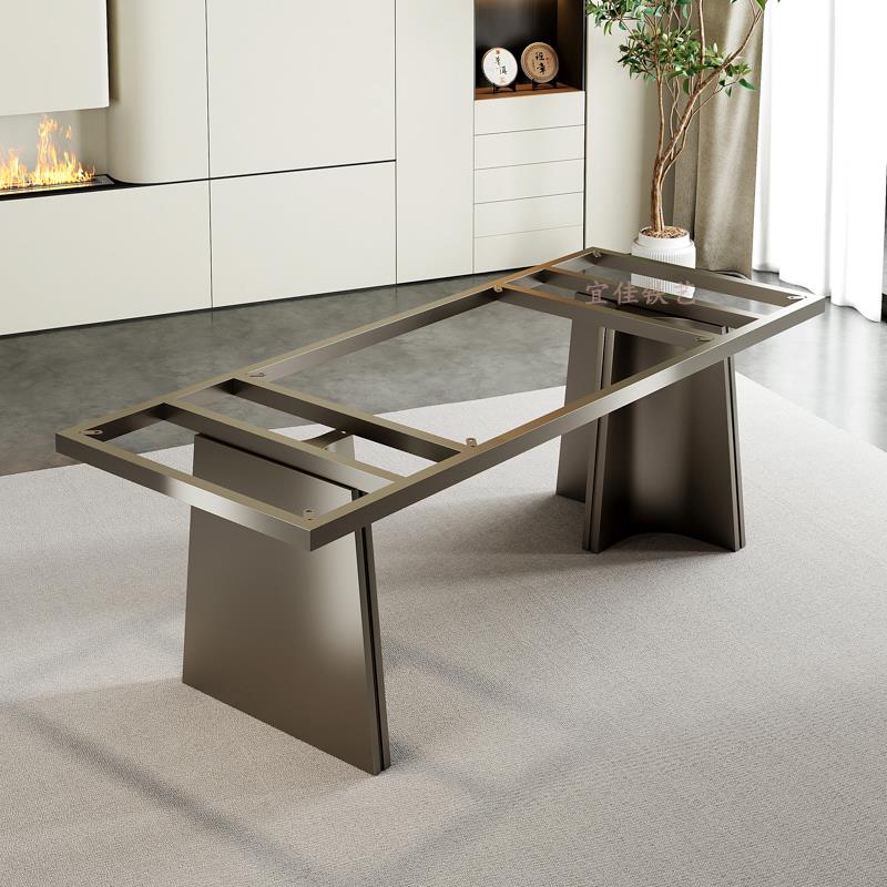 大理石茶桌底座奢石餐桌脚支架不锈钢大板办公桌支撑腿岩板桌子腿