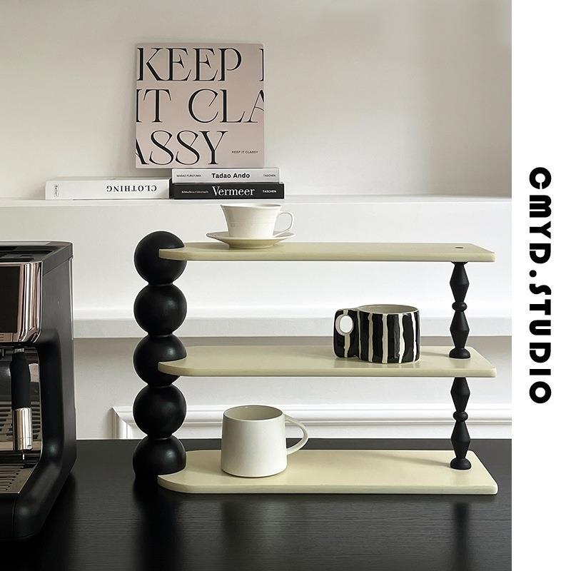 桌面复古多功能收纳架 ins风台面整理木质杯子香水置物架多层加厚