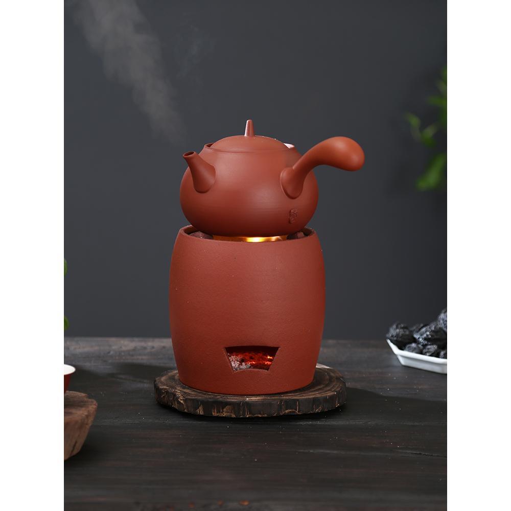 木炭茶炉木炭炉红粘土小炉炉炉核桃木炭潮州功夫茶道沸水橄榄木炭