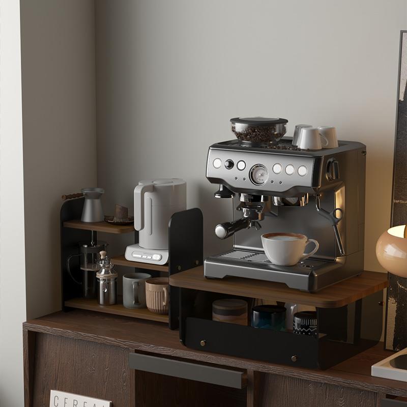 桌边咖啡机置物架马克杯水杯茶杯防尘收纳架带抽屉盒餐边柜分层架